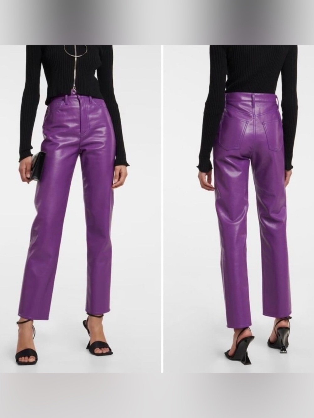 AGOLDE 90s Pinch High Rise Faux Leather Pants Purple Straight High Rise 30